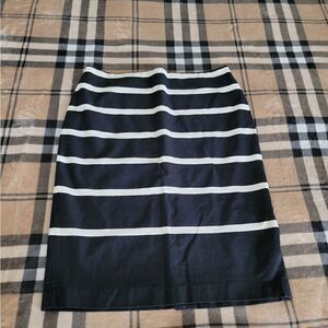 Talbots Black and White Striped Pencil Skirt